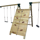 Doppelschaukelanbau mit Kletterwand und Kletternetz
